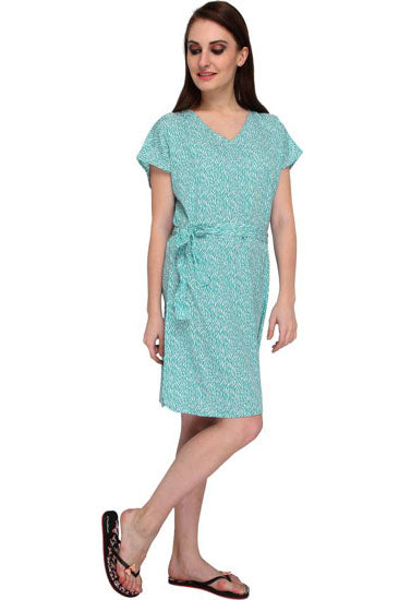 Light Green Half Sleeves One Piece Beach Dress