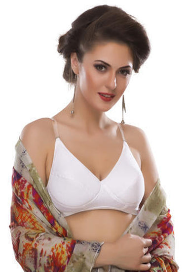 Pure cotton wire free white bra for summers