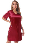 Silk satin sexy Maroon short sleepwear