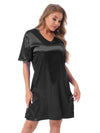 Silk satin sexy black short sleepwear