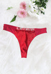 Splash Embellished Rhinestone Red Thong In XXL