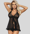 Seductive Lace Babydoll Mini Nightwear Dress