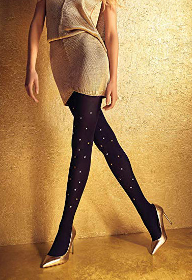 Zephyrs Shinny Studs Polka Dot Designer Tights (Sold Out)