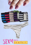 Peanuts Striped Print Thong Panties Pk-5